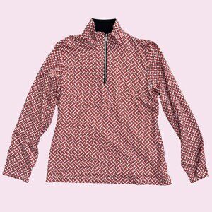 Tail White Label Flame Red/Black/White Patterned Quarter-Zip Shirt (Size Large)